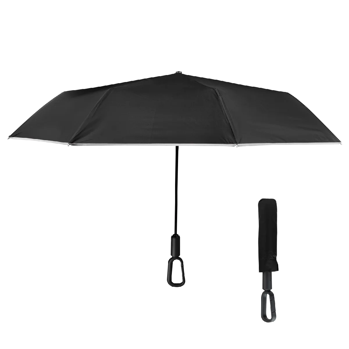 46" Arc Reflective Umbrella With Carabiner Handle view 2