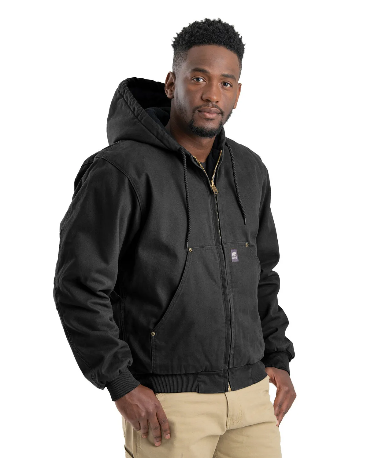 Berne Apparel Men's Tall Heartland Washed Cotton Duck Hooded Jacket view 2