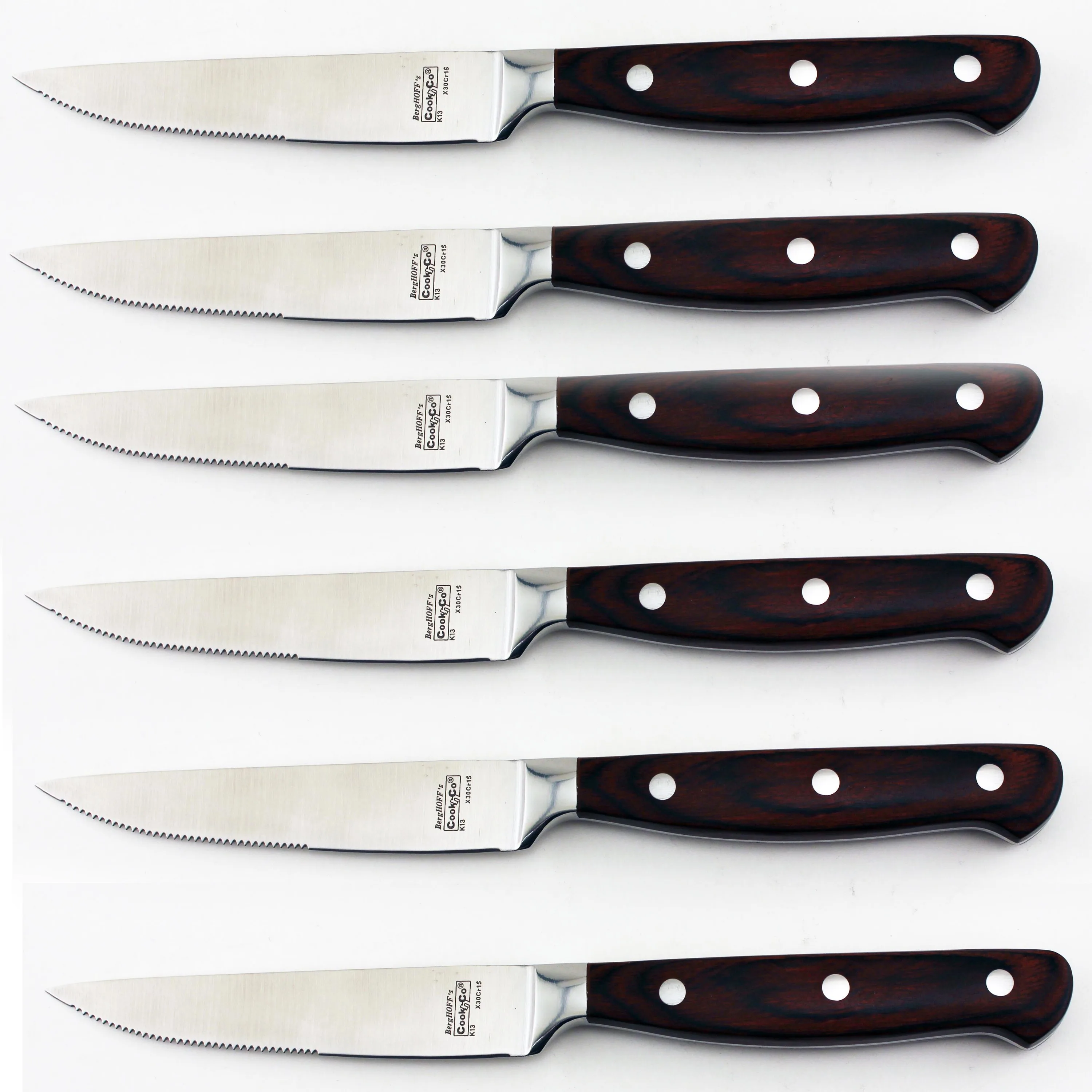 BergHoff Pakka Wood Ss Steak Knives, Set Of 6, 12"