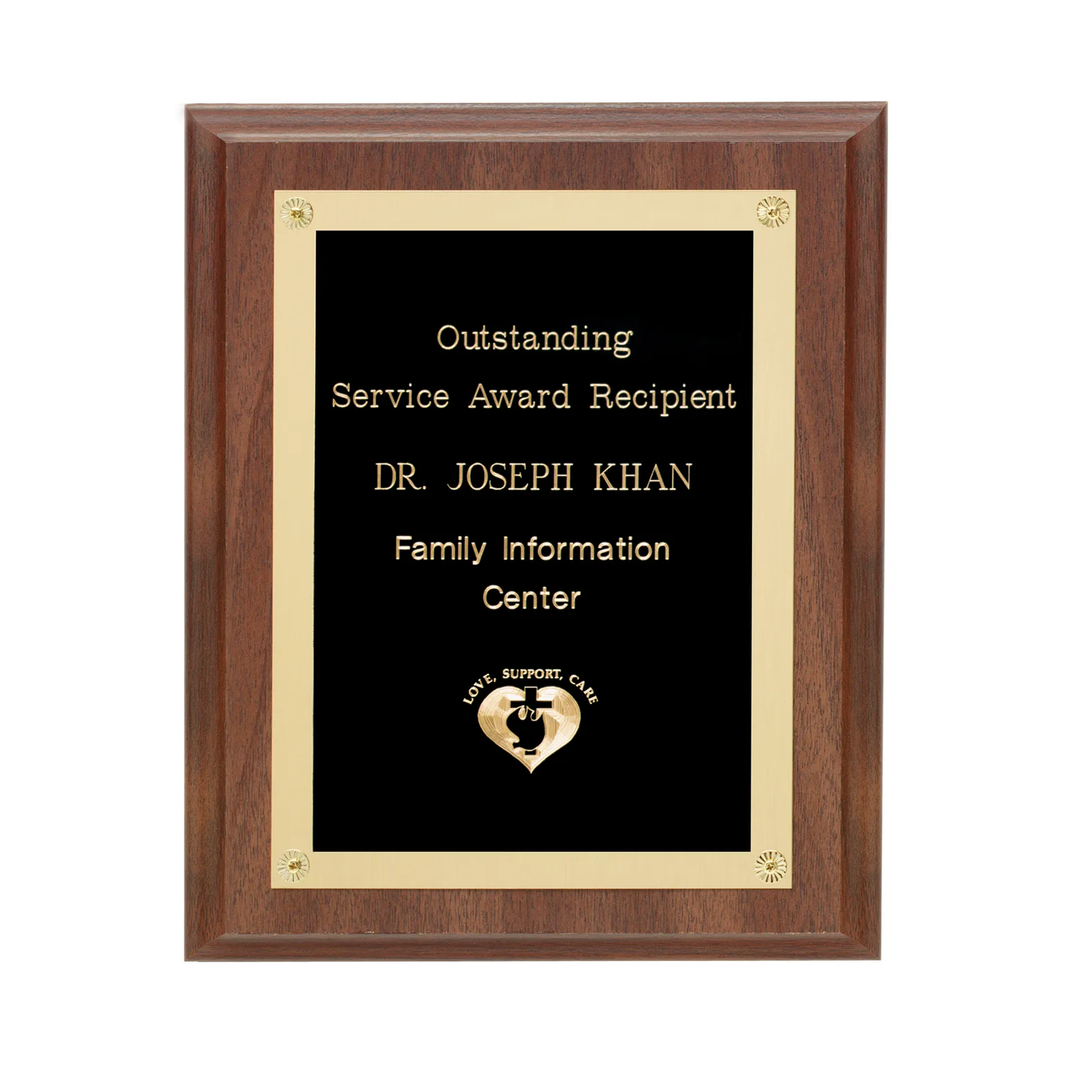Walnut Finish Plaque w/Rosettes