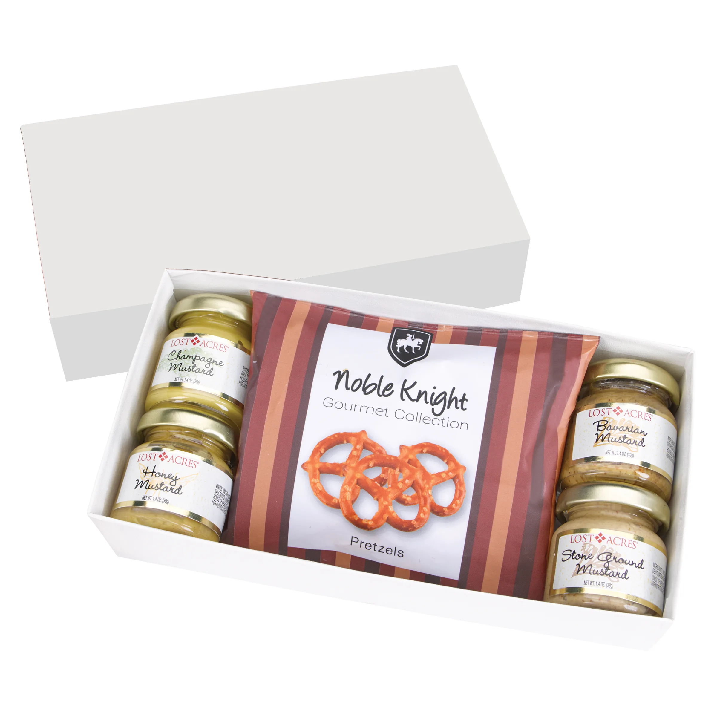 Gourmet Mustard Set With Pretzels In Gift Box view 3