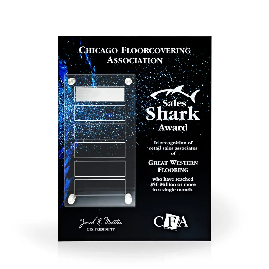 Dynamic Perpetual Award Plaque - 9x12, Vertical view 2