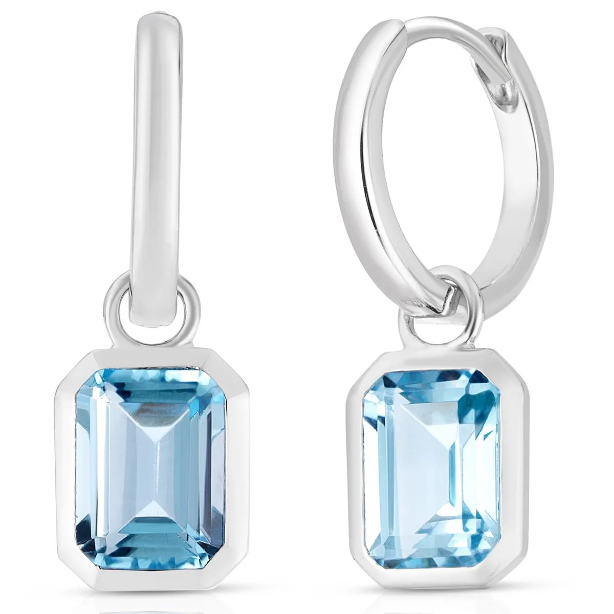 Jilco Inc Emerald Cut Blue Topaz Earrings