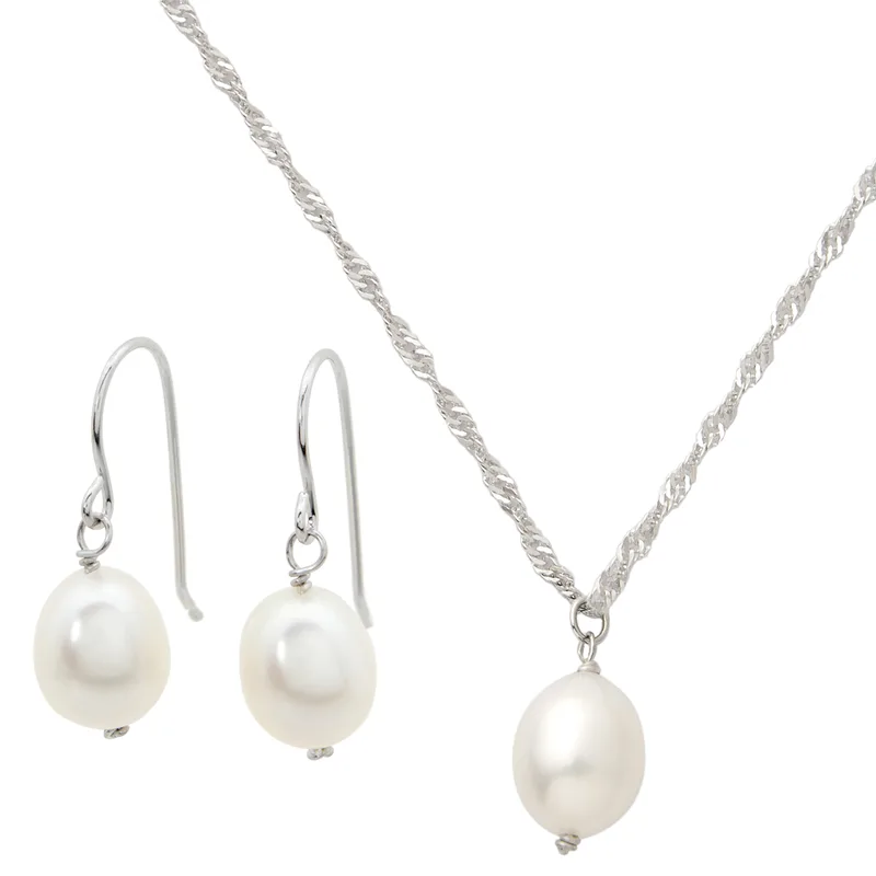 Jilco Inc Pearl Earrings & Necklace Set
