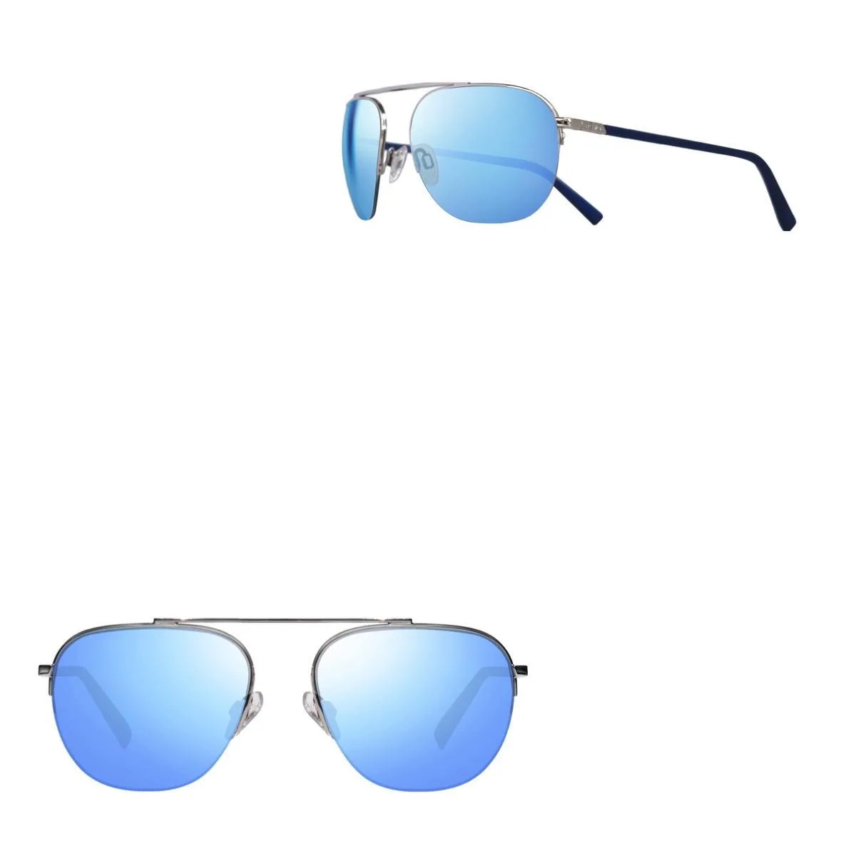 Revo Sunglasses Annika I Semi-Rimless Stainless Steel Navigator - Chrome