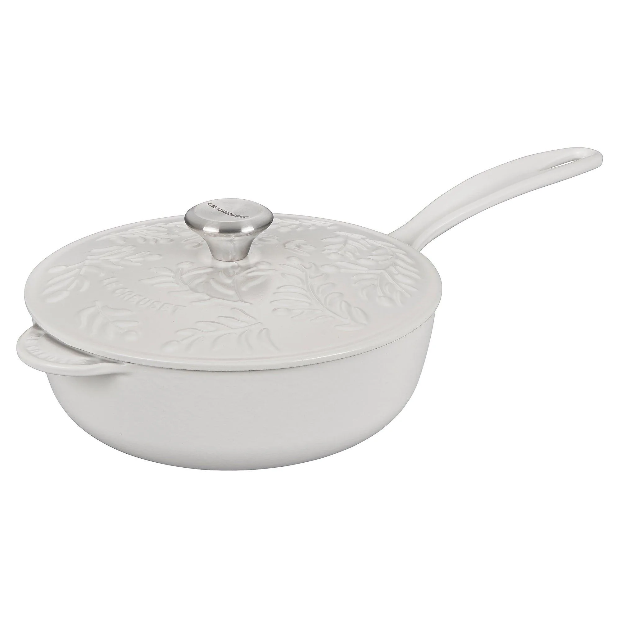 Le Creuset 2.25Qt Olive Branch Collection Saucier Matte White