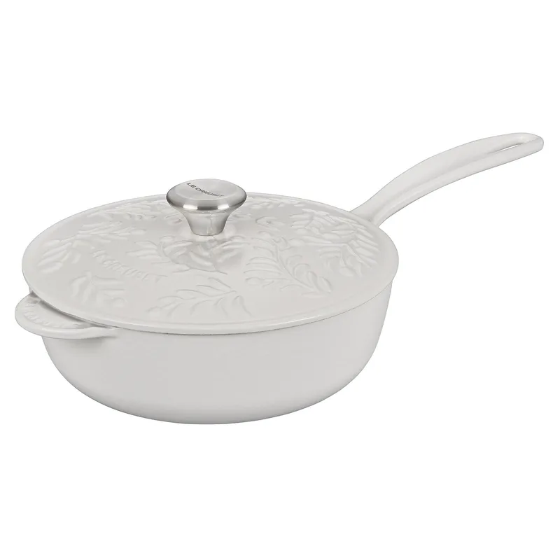 Le Creuset 2.25Qt Olive Branch Collection Saucier Matte White