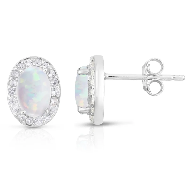 Jilco Inc Opal Earrings - Sterling Silver