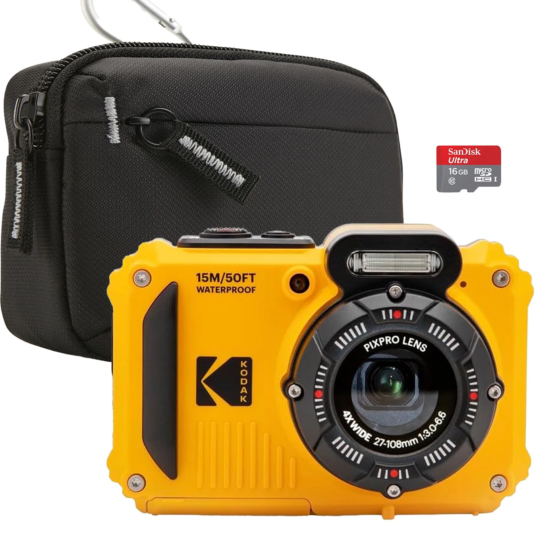 Kodak Wpz2 Waterproof Digital Camera Wi-Fi Bundle - Yellow