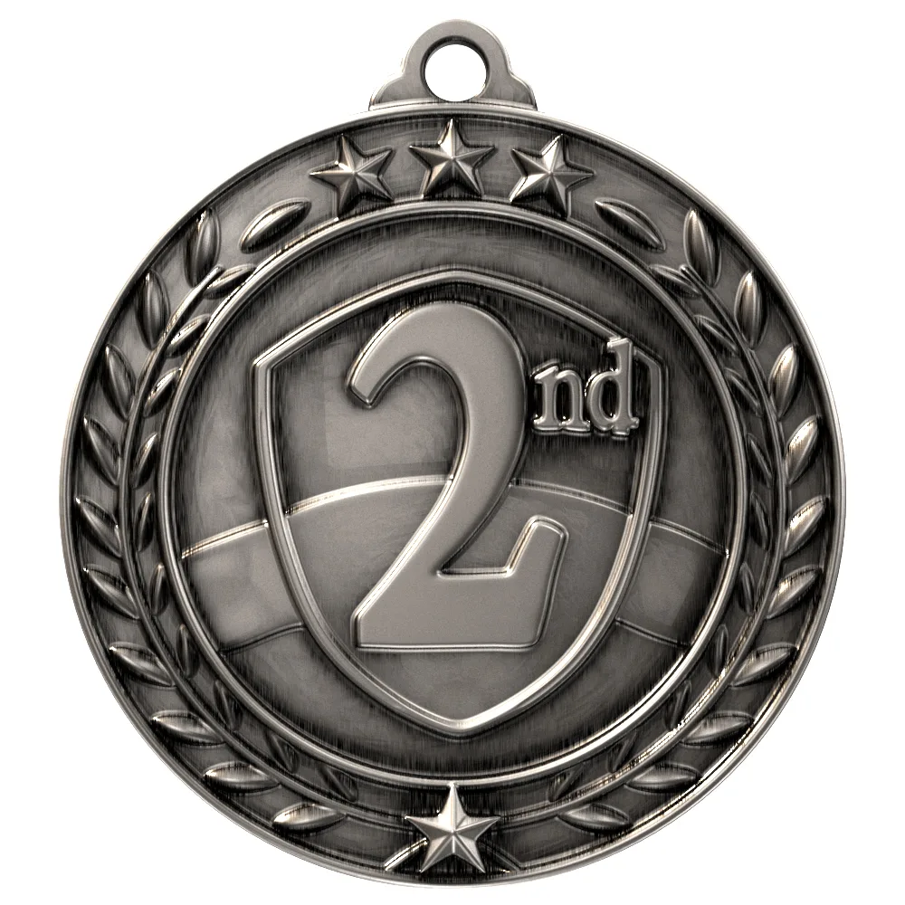 Antique 2nd Place Wreath Award Medallion (1-3/4")