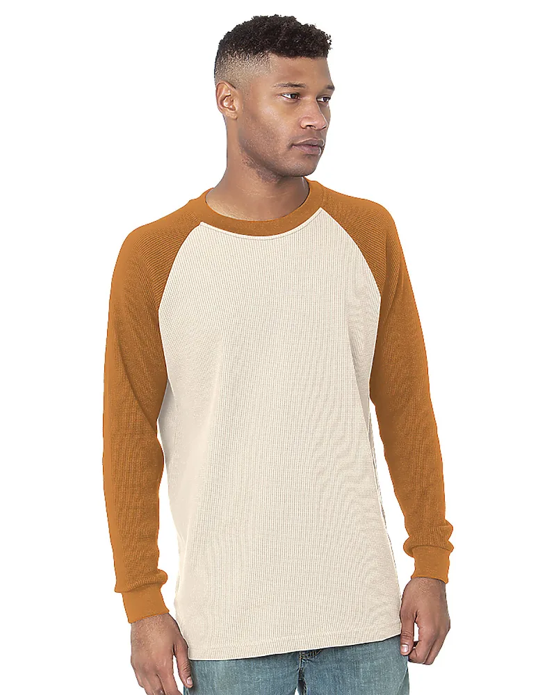 BAYSIDE Men's USA Made Heavyweight Waffle Knit Thermal Raglan Shirt view 2