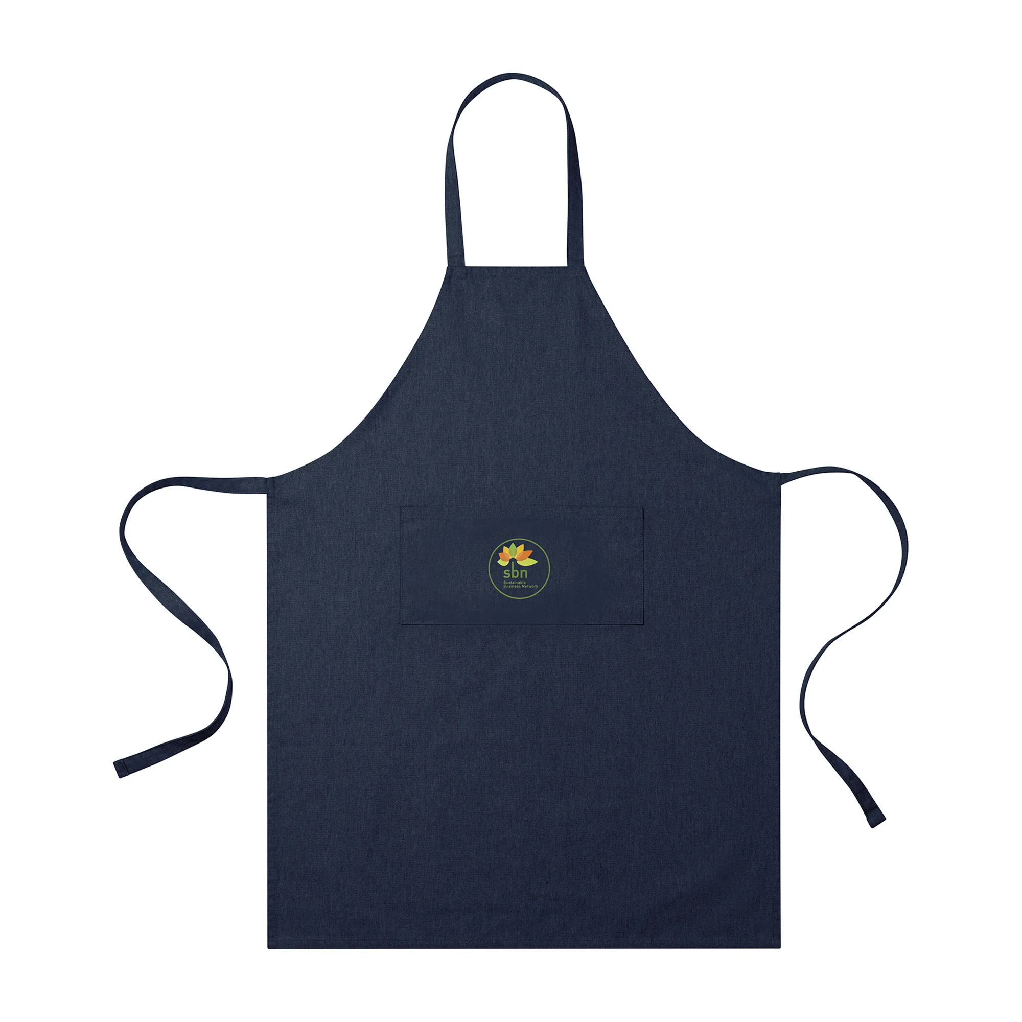AWARE™ Recycled Cotton Bib Front Apron With Pocket - Indigo Denim
