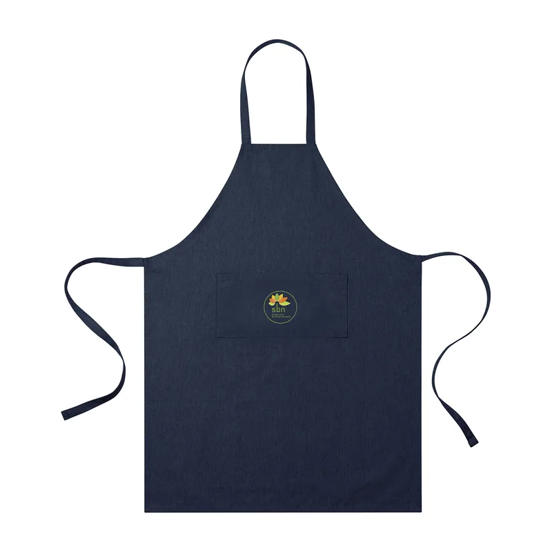 AWARE™ Recycled Cotton Bib Front Apron With Pocket - Indigo Denim