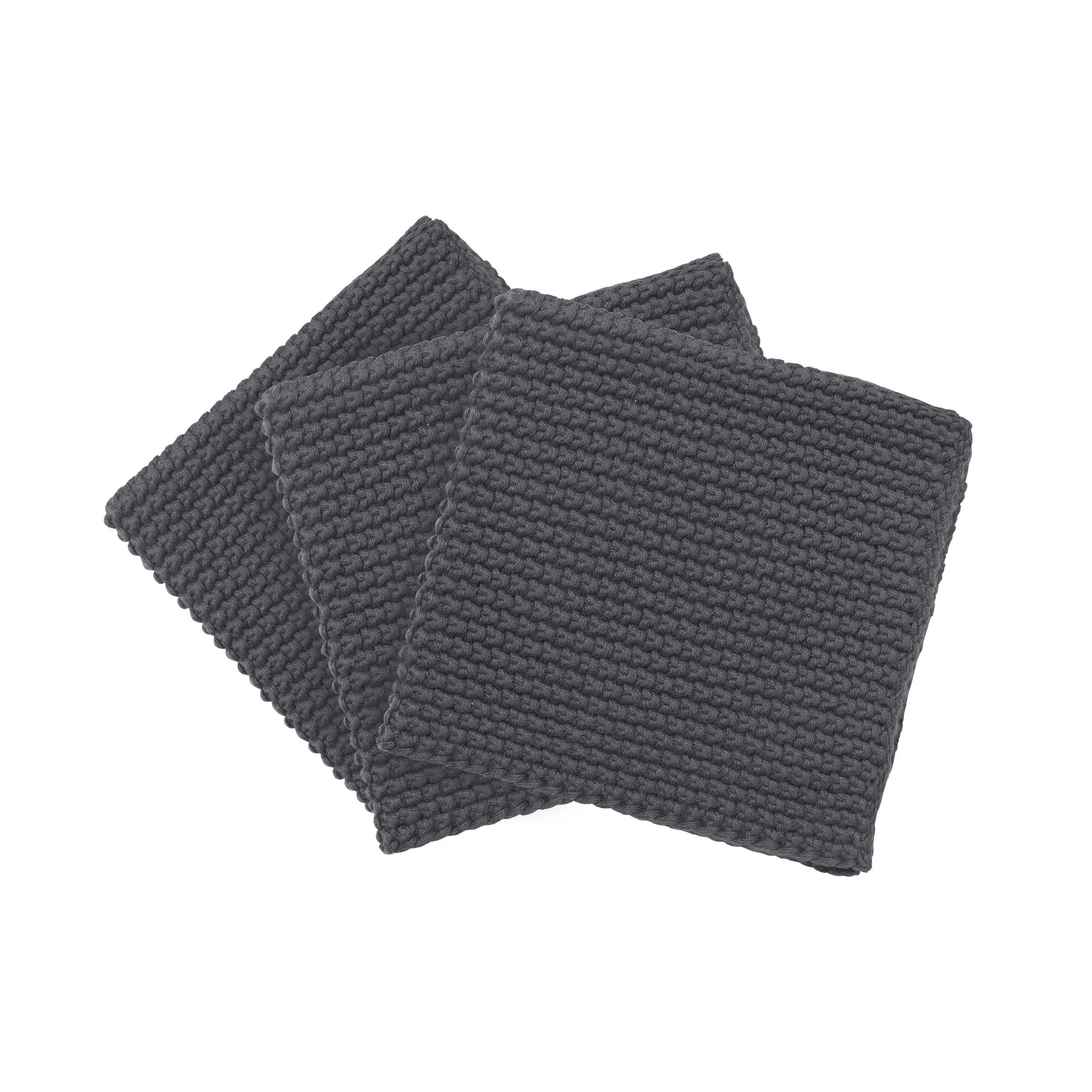 Blomus Knitted Dish Cloths Set Of 3 Cotton - Magnet Gray
