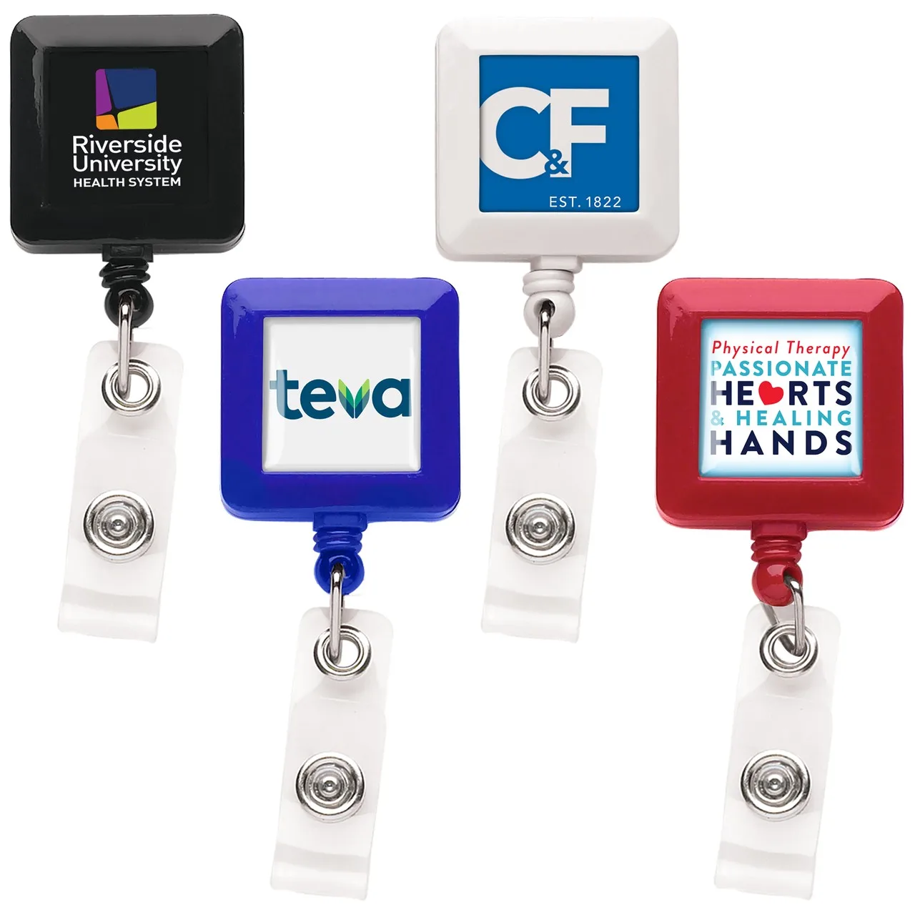 "Good" Square Retractable Badge Reel