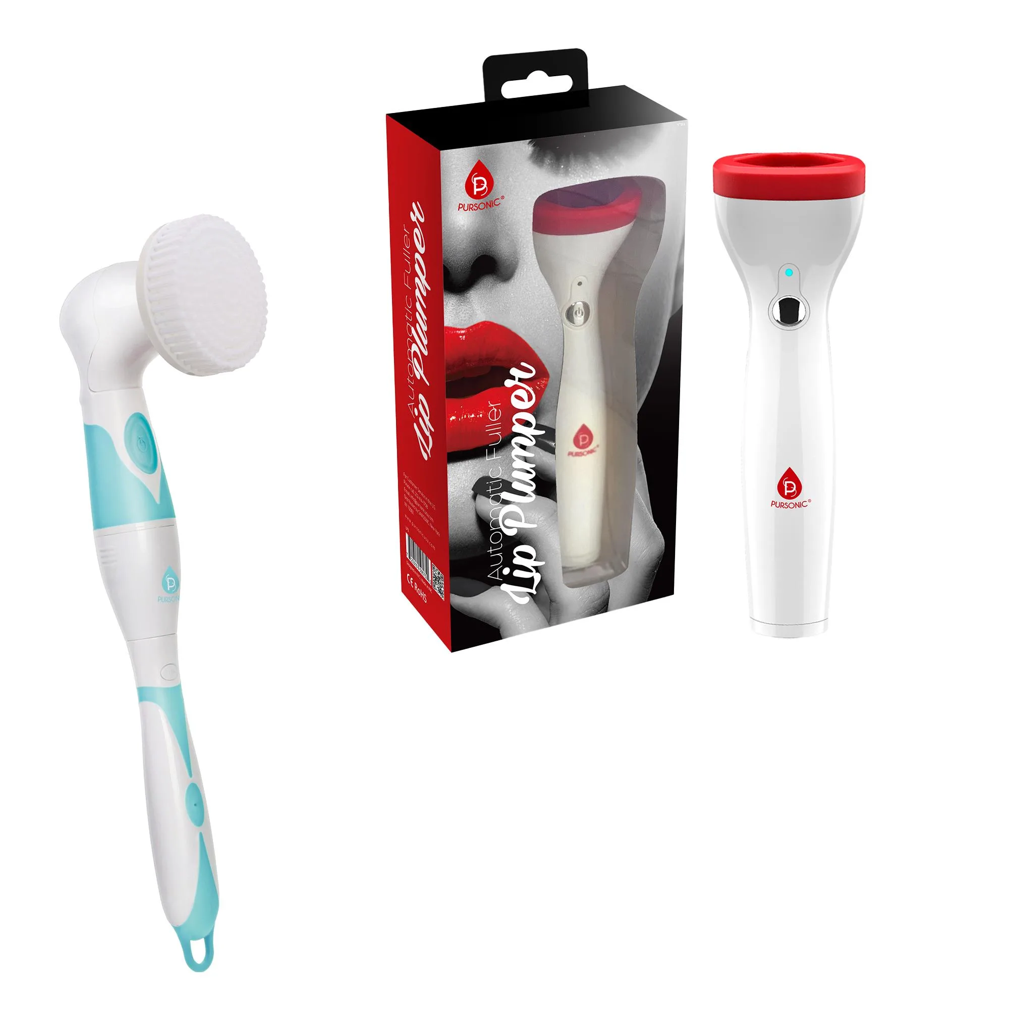 Pursonic Radiant Beauty Bundle: Advanced Facial & Body Cleansing Brush + Lip Plumper Device