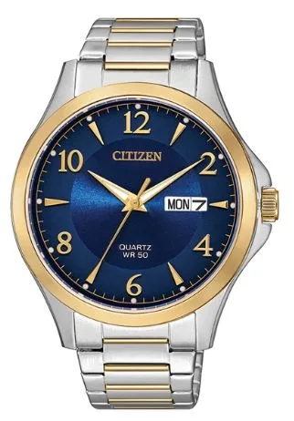 Citizen® Men's Quartz Two-Tone Watch w/Blue Dial