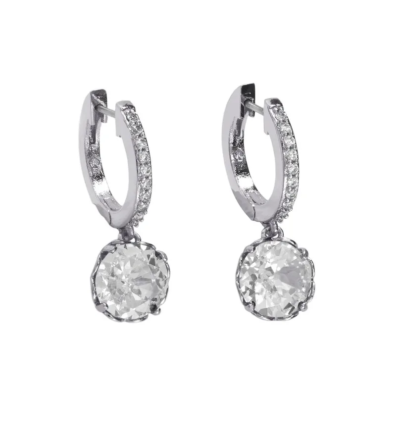 kate spade new york That Sparkle Pave Huggie Hoop Earrings - Clear Silver