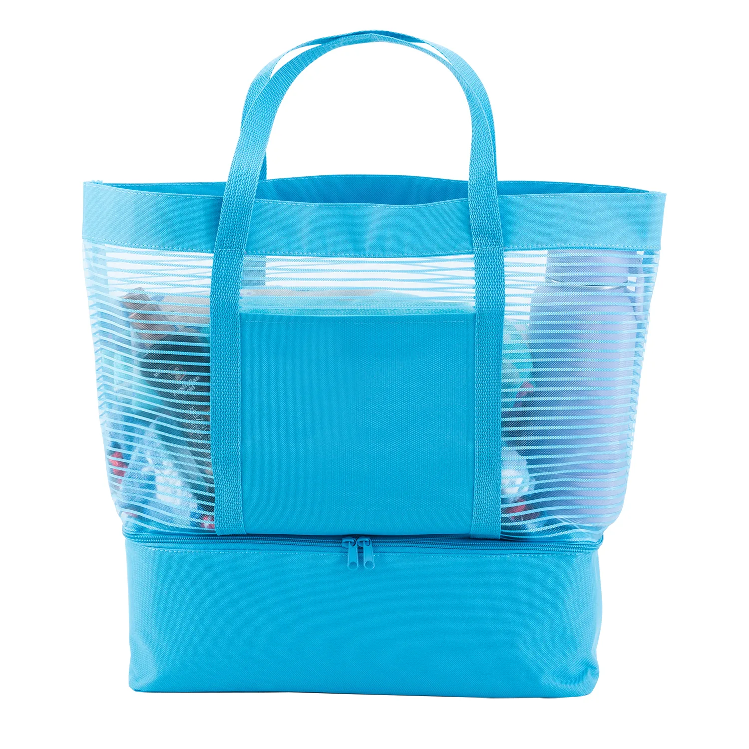 2" 1 Striped Mesh Beach Bag Cooler view 6
