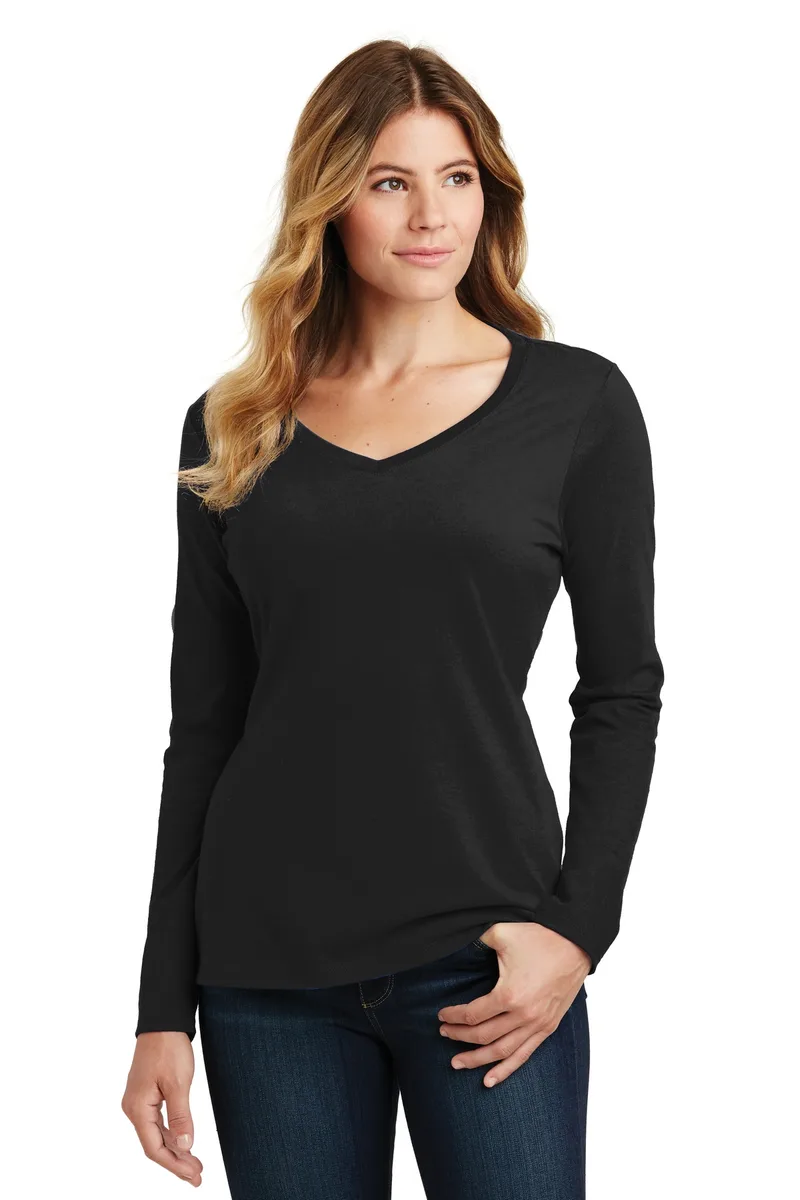 Port & Co™ Women's Long Sleeve Fan Favorite V-Neck Tee. view 5