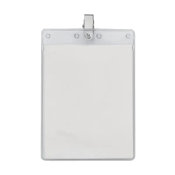 4" x 6" Blank Large Vertical Vinyl Pouch with Bulldog Clip