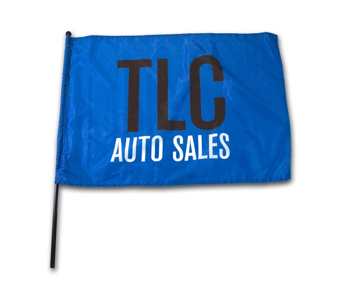 Polyester Waving Rally Flag w/ Pole (27.5"x19.5"/24" Pole)
