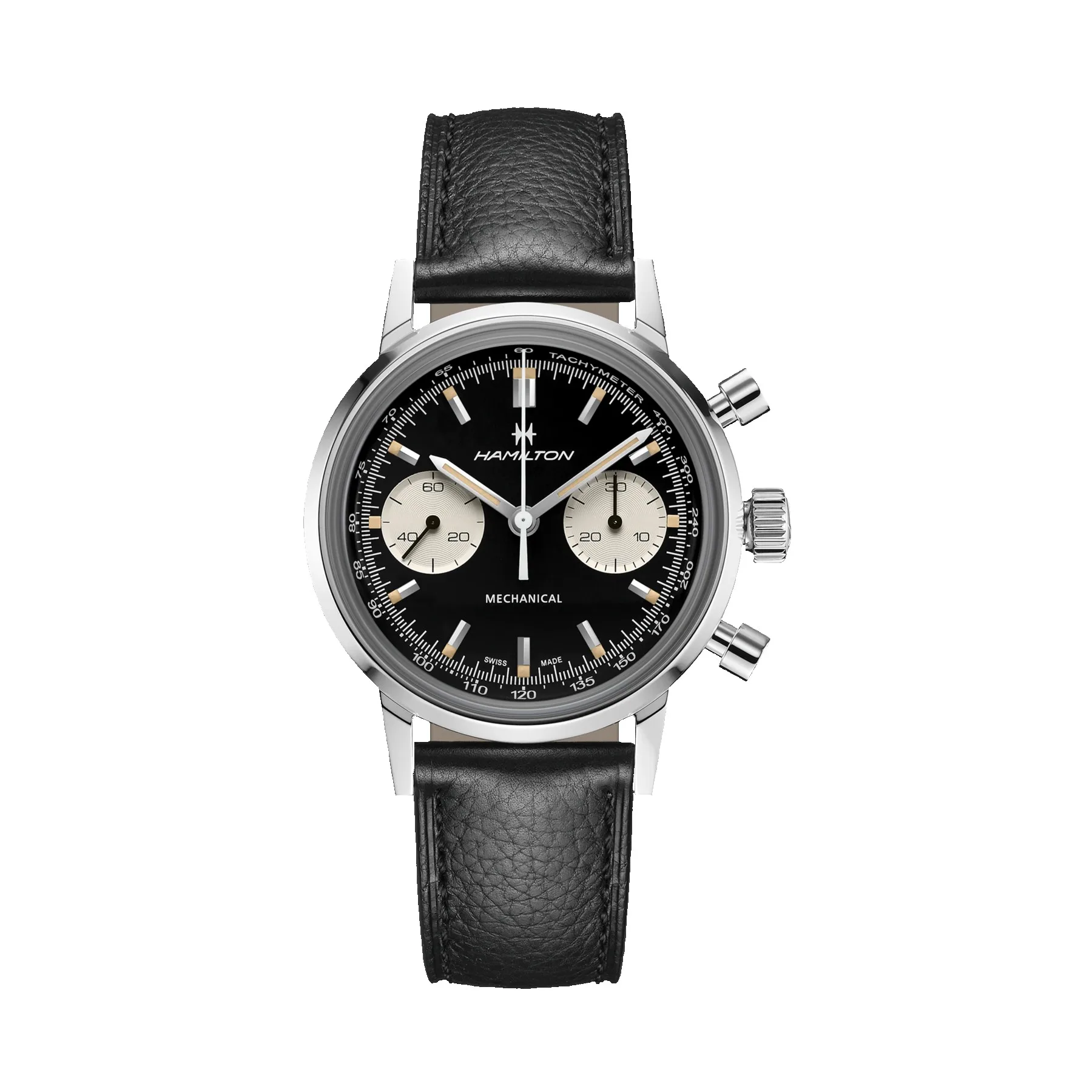 Hamilton American Classic Intra-Matic Chronograph H Black Leather Strap Watch