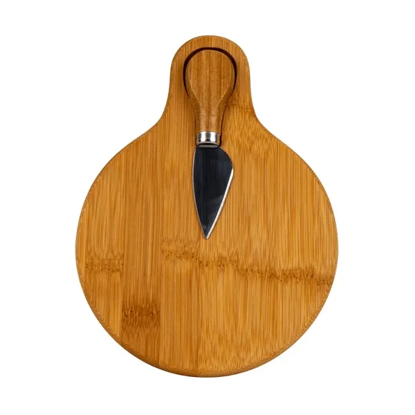 Small Bamboo Cutting Board with Cheese Knife view 3