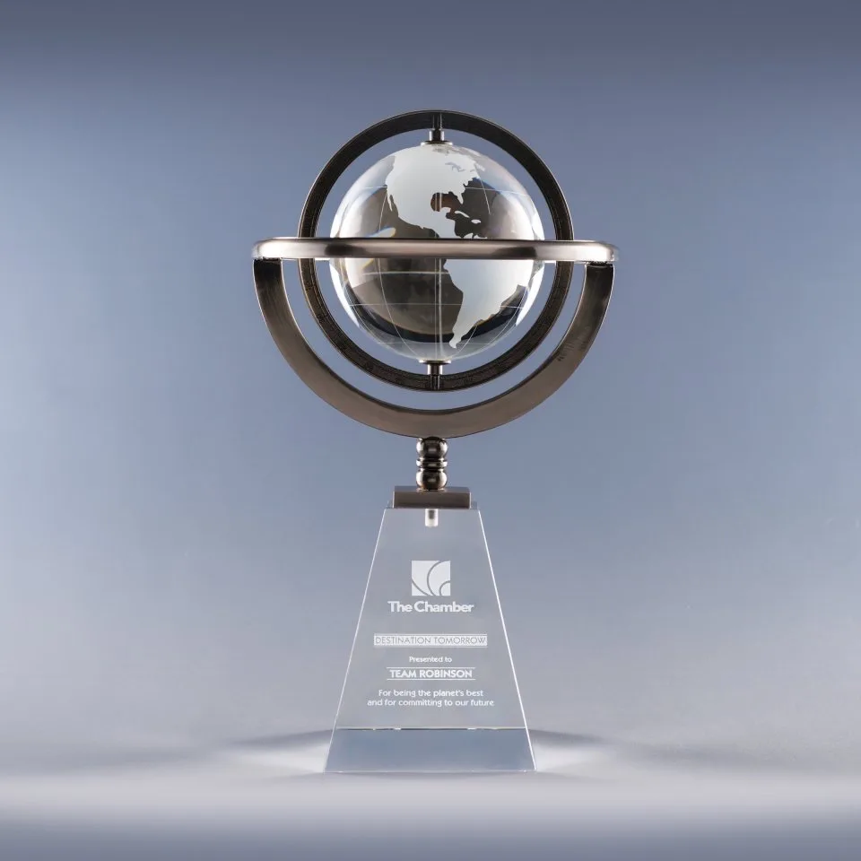 Large Omni Globe Optic Crystal & Metal Award