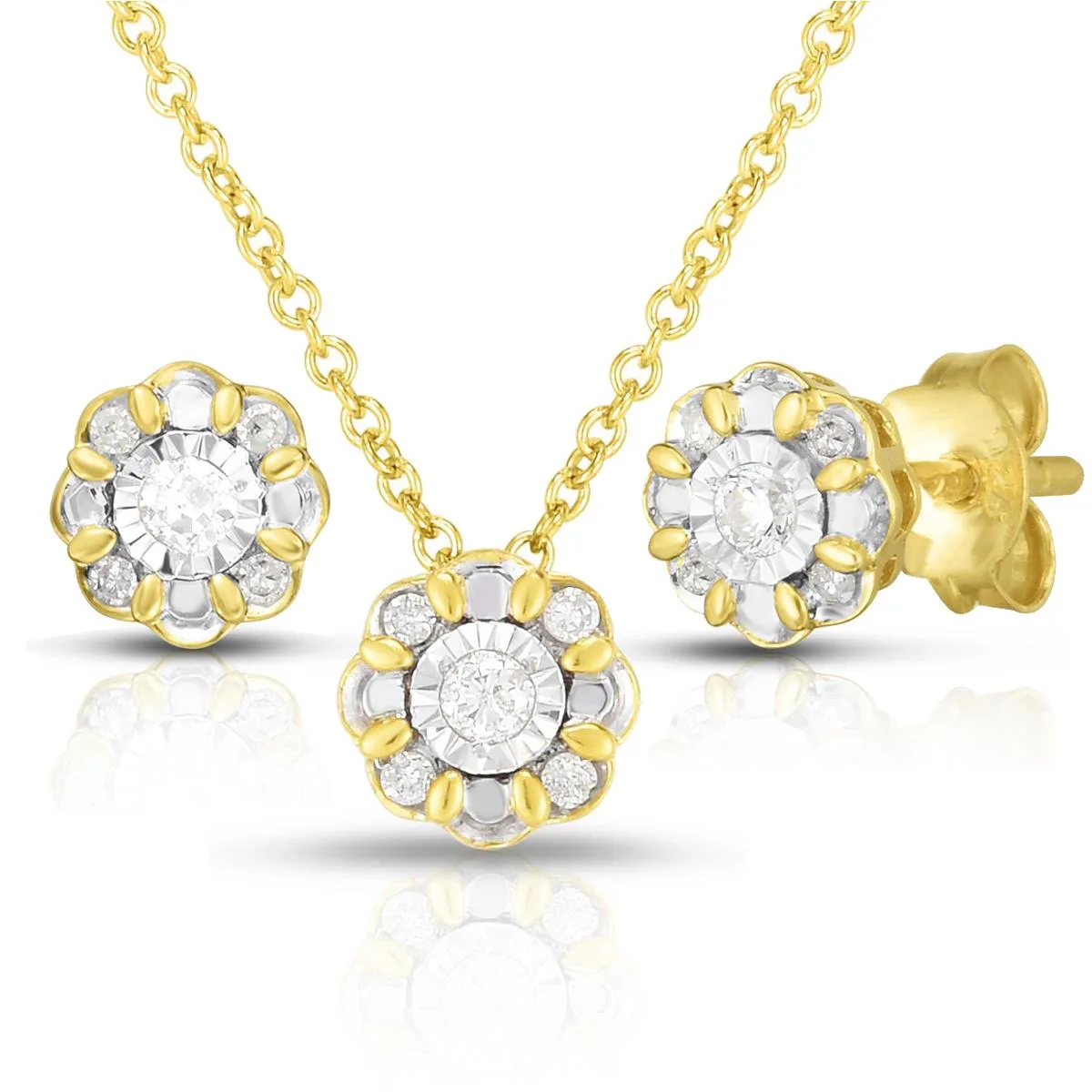 Jilco Inc Diamond Earrings And Diamond Necklace Set