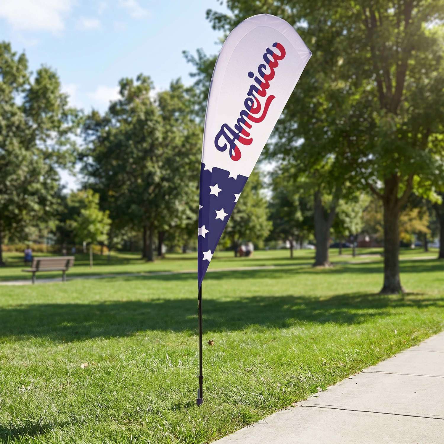 8' Streamline Teardrop Sail Sign Flag - 1-Sided with Spike view 7