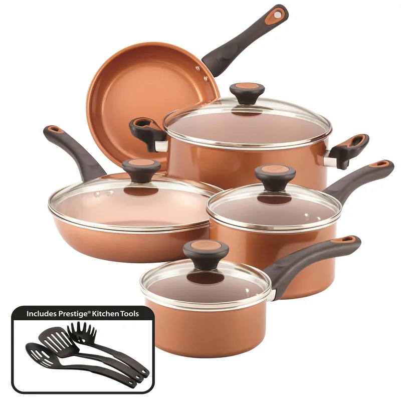 Farberware Glide 12 Piece Copper Nonstick Aluminum Cookware