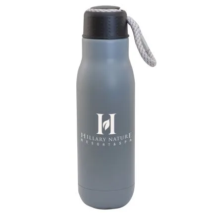 16 Oz. Matte Stainless Steel Insulated Vacuum Bottle w/Bungee Lid view 2