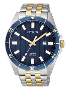 Citizen® Men's Quartz Two-Tone Stainless Steel Watch w/Blue Dial & White Hands