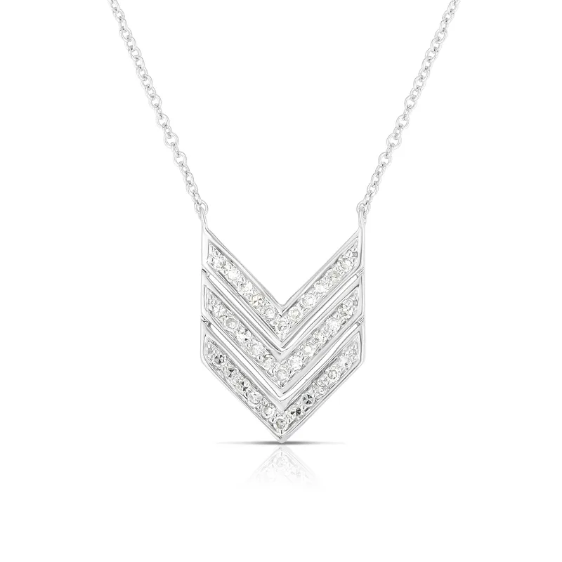 Jilco Inc Diamond Triple "V" Necklace - Sterling Silver