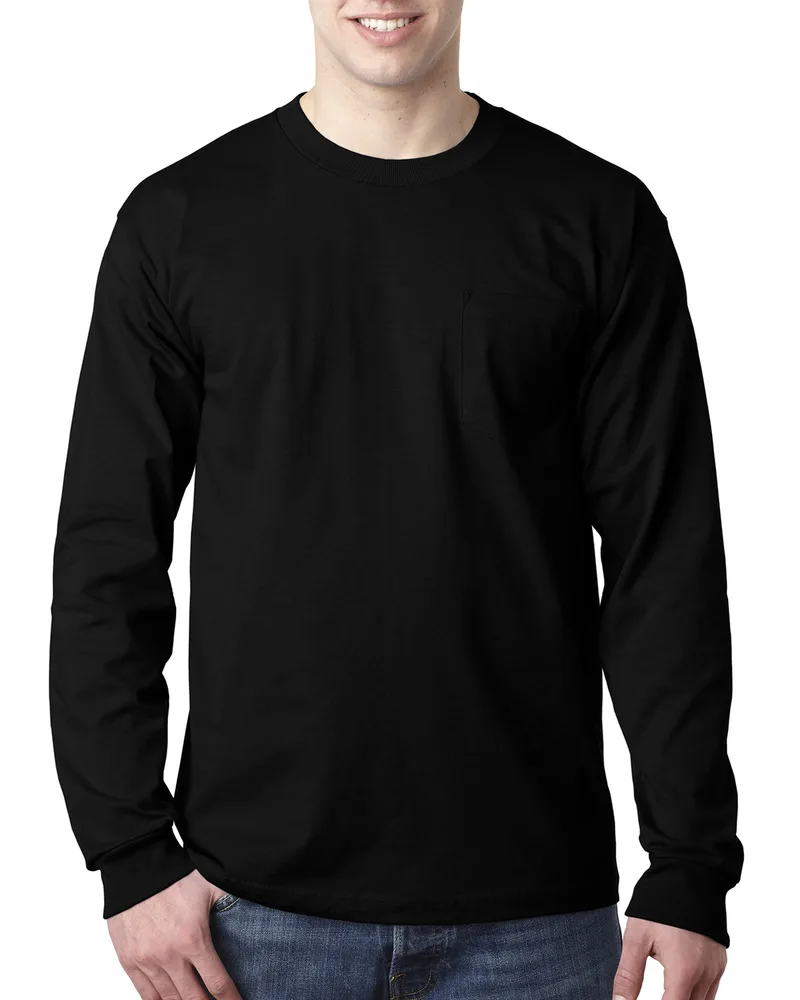 BAYSIDE Adult USA Made Heavyweight Long-Sleeve Pocket T-Shirt view 2