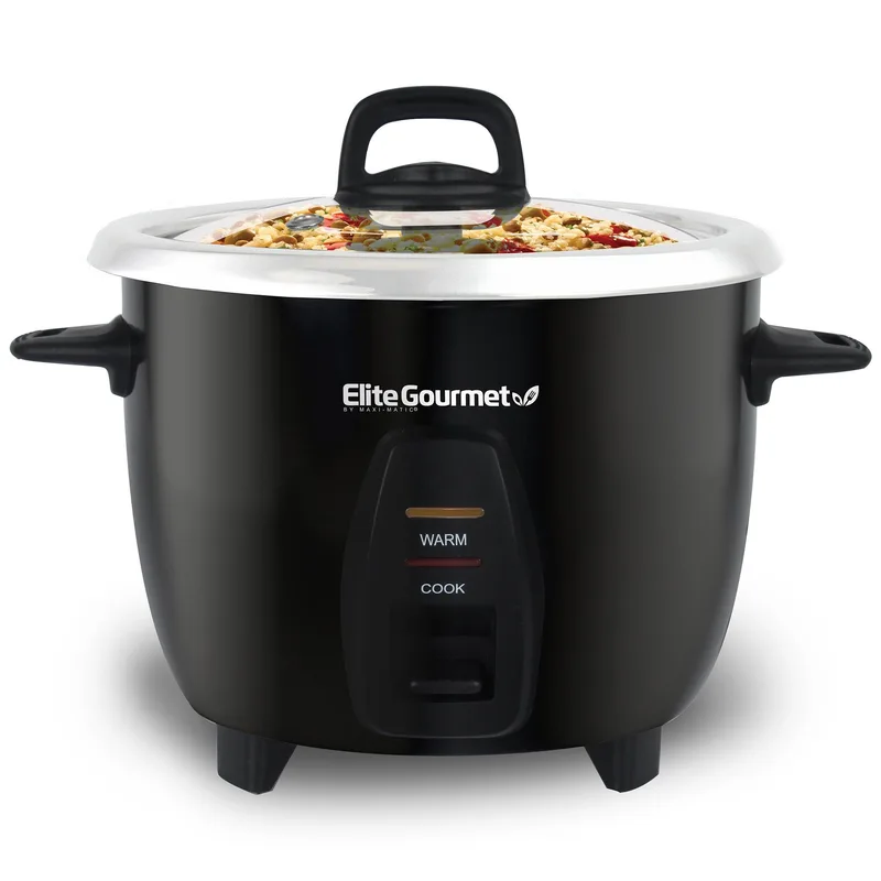 Elite 10 Cup Rice Cooker W/ Stainless Steel Cooking Pot Black