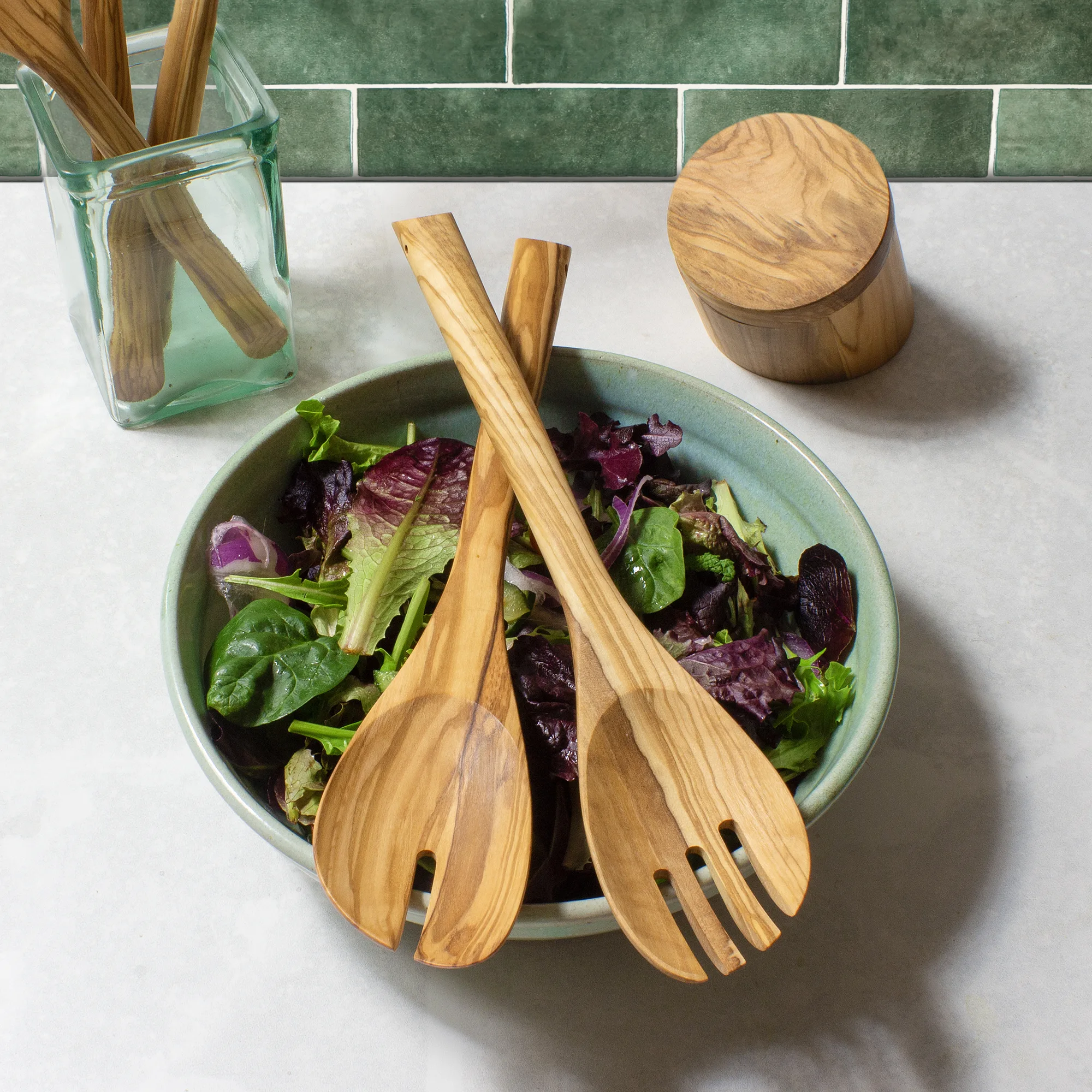 Rock & Branch® Olive Wood Salad Serving Set view 4