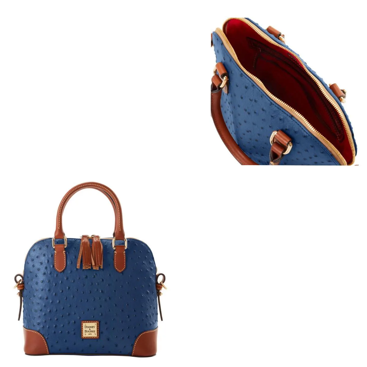 Dooney & Bourke Navy Ostrich Domed Satchel