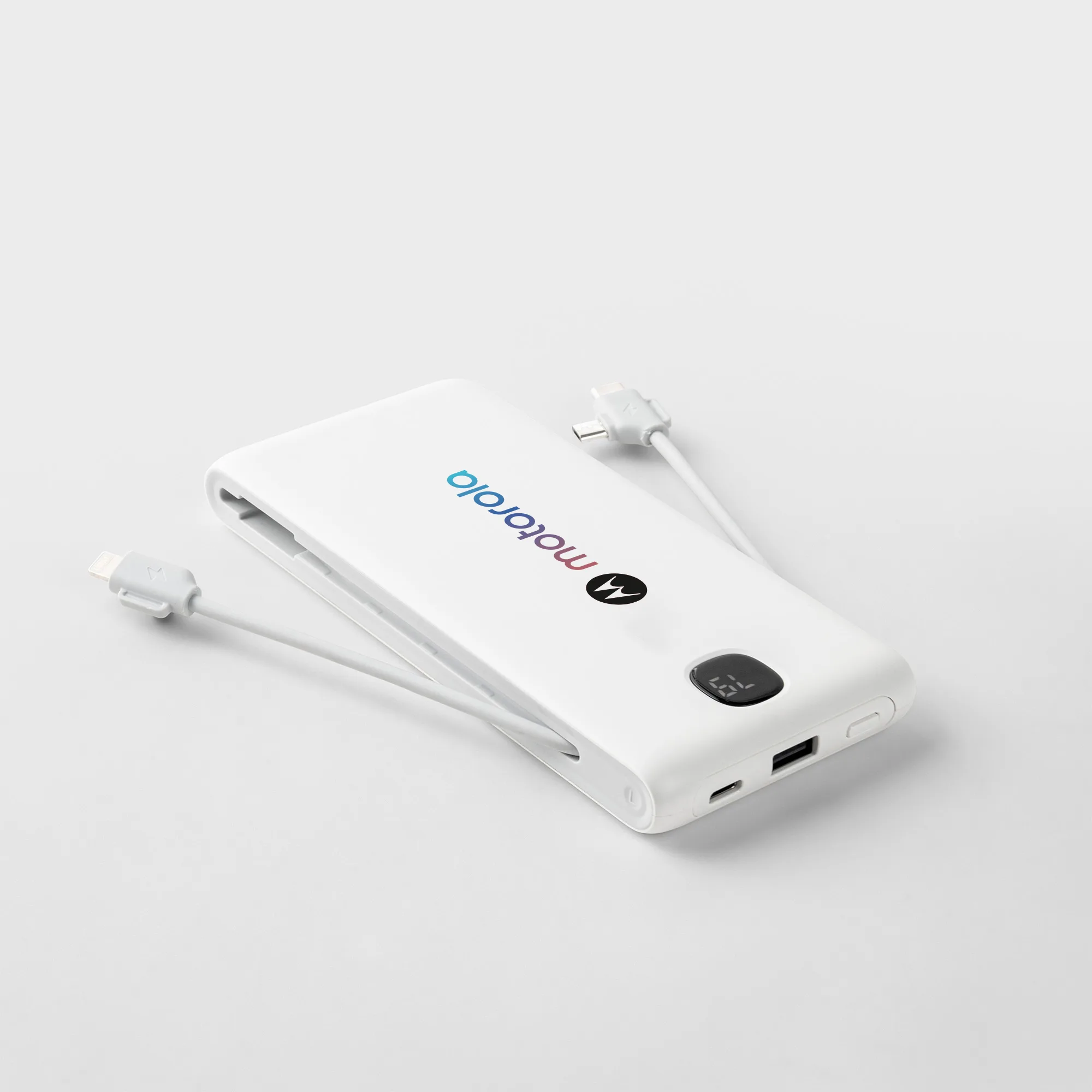 Zenith 10,000 mAh Power Bank with Built-in Cables and Retractable AC Wall Plug view 3