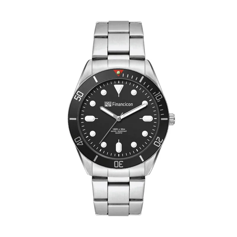 42mm, Silver Metal Case, Bk Bezel, 3-Hand Mvt