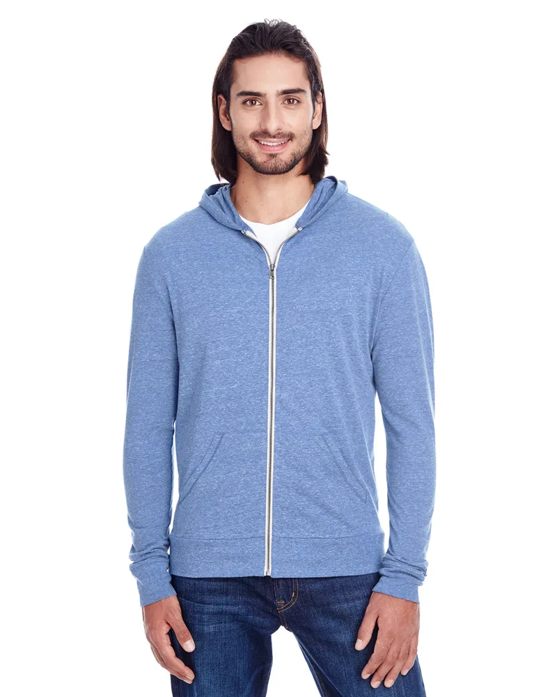THREADFAST Unisex Triblend Full-Zip Light Hoodie view 5