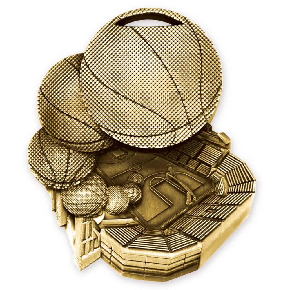 Antique Basketball Stadium Medallion (2-1/2")