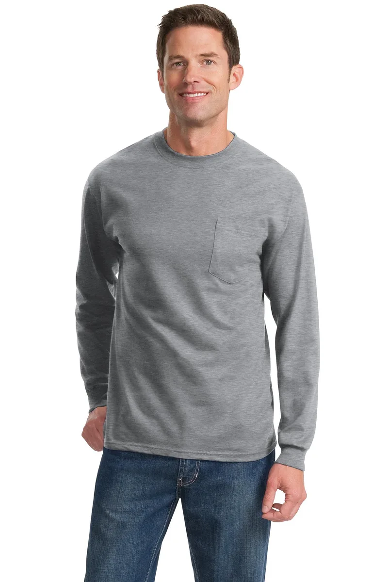 Port & Co™ Long Sleeve Essential Pocket Tee. view 2
