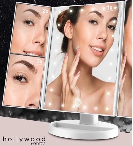 Health Beauty & Fitness Hollywood By Vivitar 24 Led Light Up Tri-Fold Mirror
