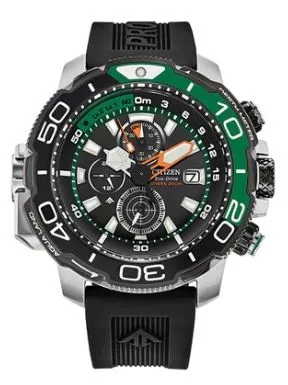 Citizen® Men's Eco-Drive® Promaster Aqualand Dive Watch w/Black Strap & Green Accents
