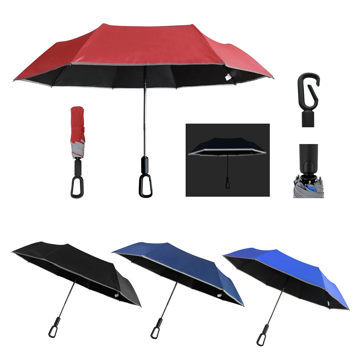 Ridgeline 46" Arc Reflective Umbrella with Carabiner Handle view 2
