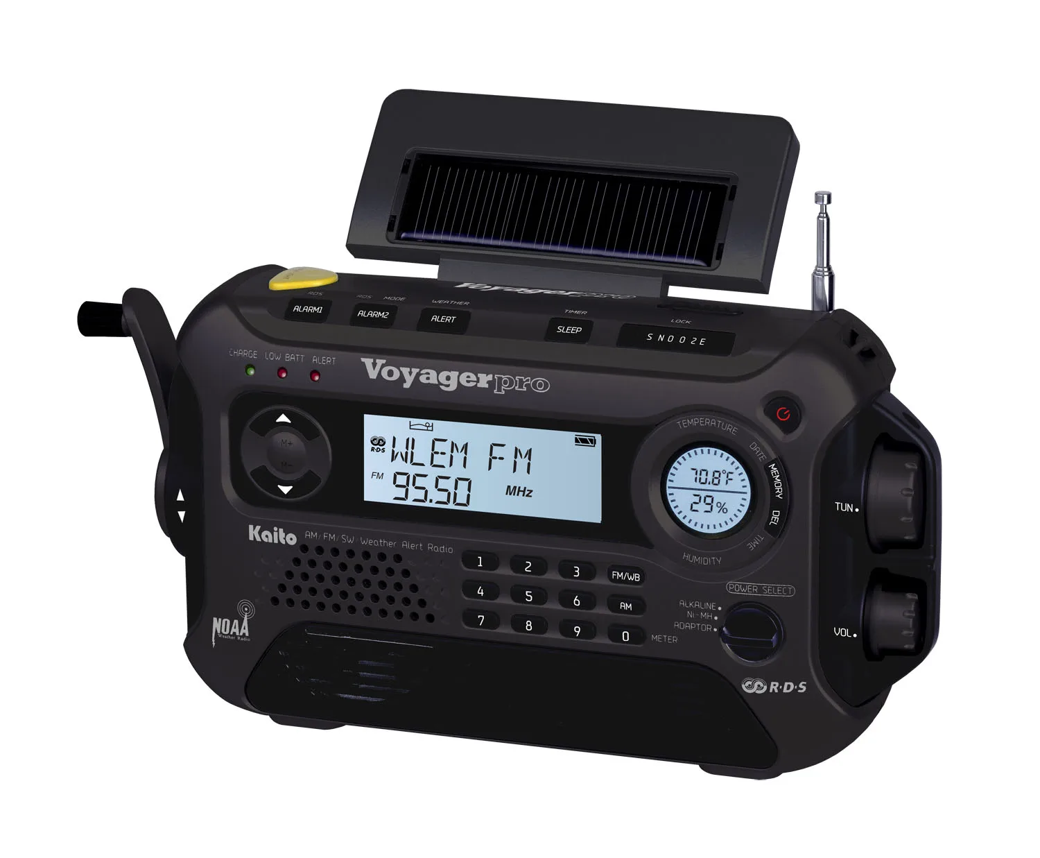 Kaito Emergency Radios & Wireless Mics Voyager Pro' Digital Solar & Crank Power Radio + Ac Adapter