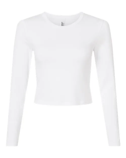 American Apparel® Women's Baby Rib Long Sleeve Cropped T-Shirt view 2