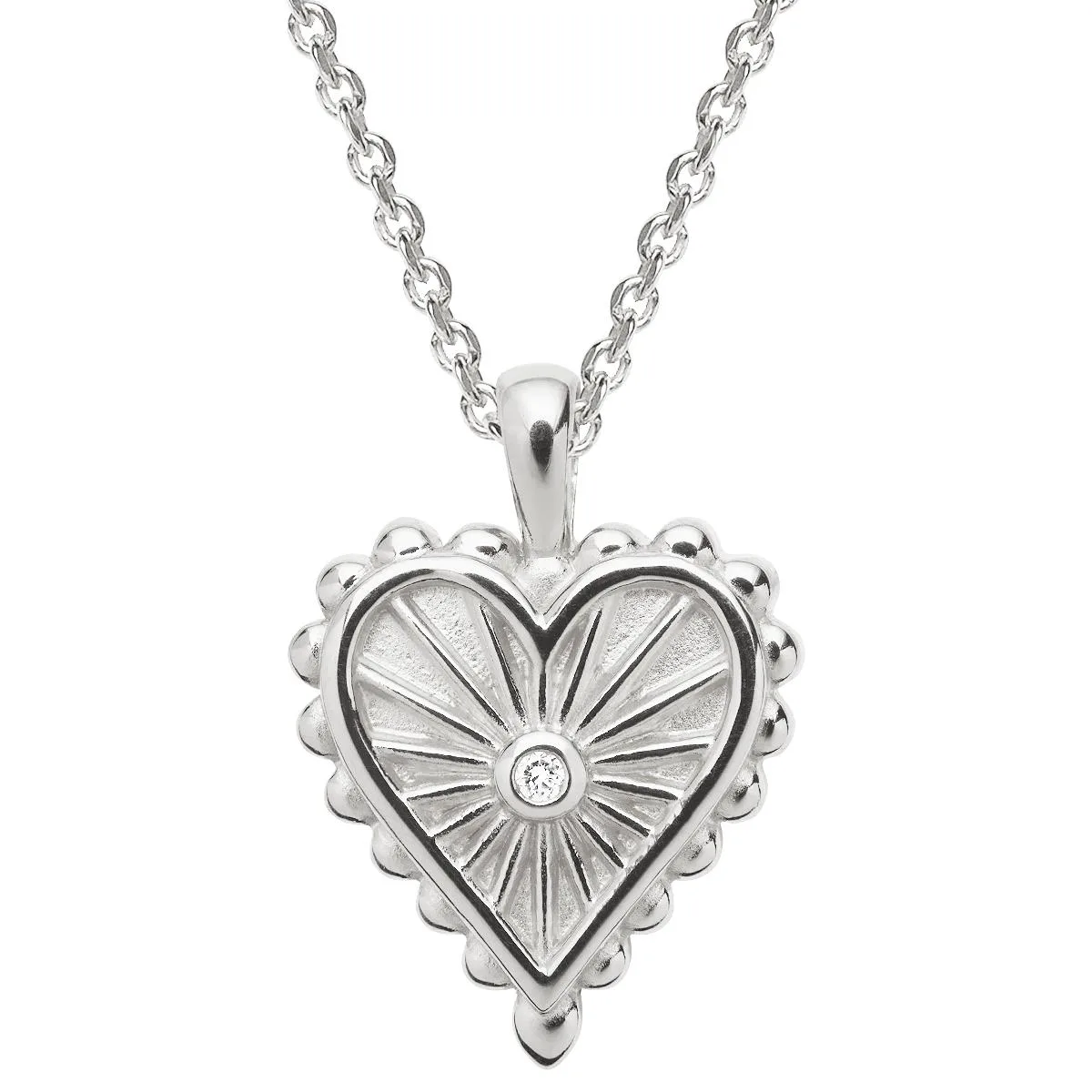 Jilco Inc Diamond Starburst Heart Necklace - Sterling Silver